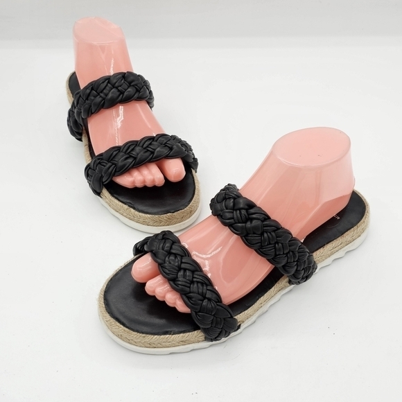 NEW Marc Fisher Jaimee Braided Two Strap Espadrille Jute Slide Sandals Size 8.5 - Picture 2 of 11